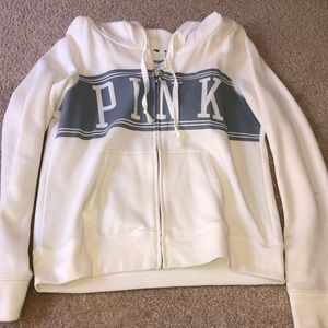 PINK Cream Zip Up Hoodie